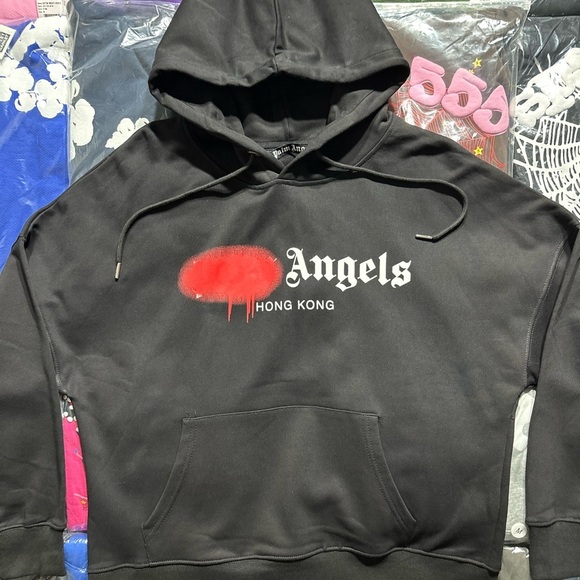 Palm Angels Hong Kong Sprayed Hoodie 'Black' - Picture 3 of 7